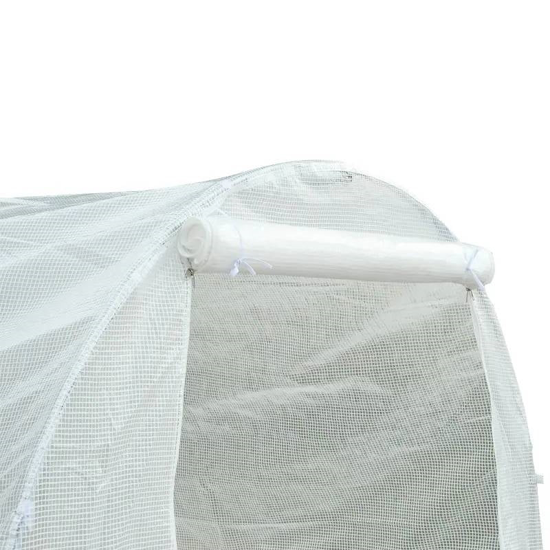 14.7 Ft x 6.5 Ft Outdoor Greenhouse w/ Heavy Duty Steel Frame and White PE Cover corner view
