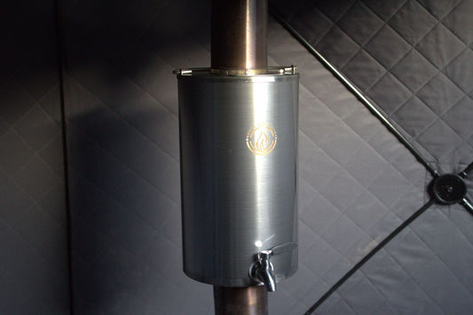 Sauna Tent Water Heater installed in a sauna tent, heating water efficiently for a hot sauna experience.