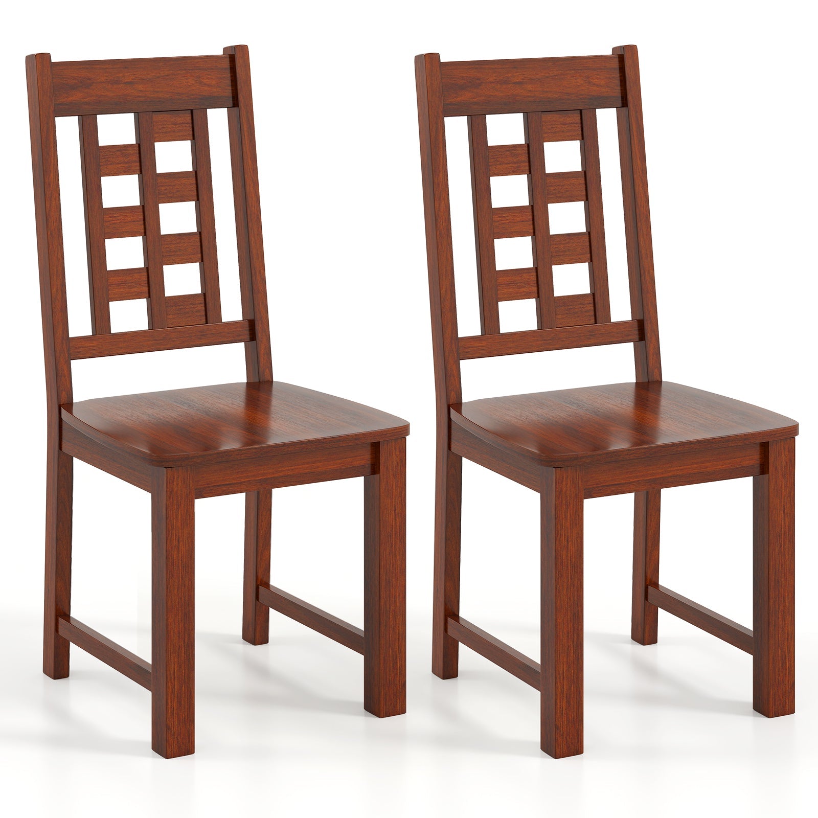 Wooden Dining Chairs Set of 2 Kitchen Chair with Solid Rubber Wood Frame-Walnut, featuring curved backrest and wide seats.