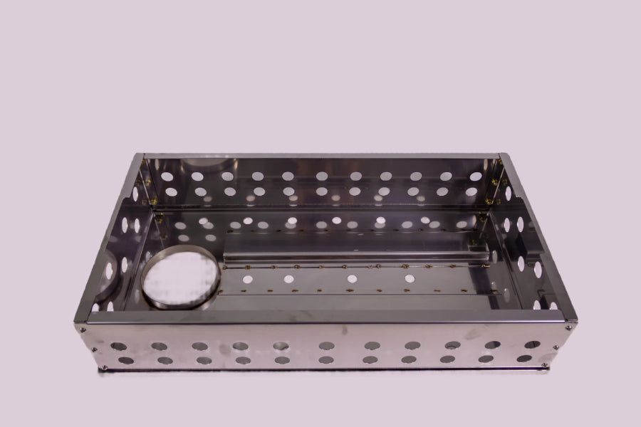 Stainless steel Sauna Stove Rock Basket XL for even heat distribution in tent saunas.