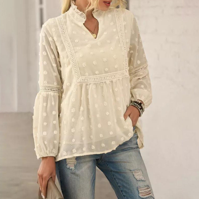 Women’s Long‑Sleeve V‑Neck Business Casual Blouse