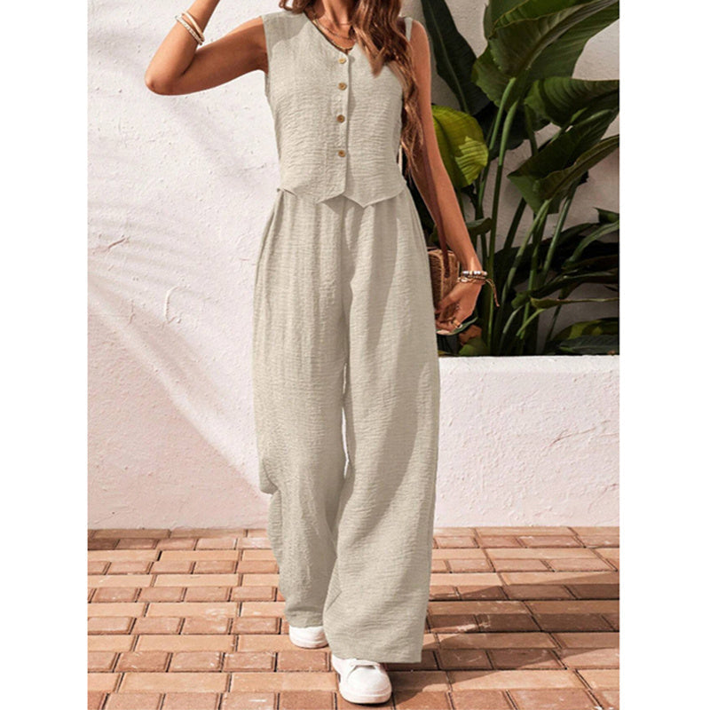 Women’s crop vest blazer wide leg pants set