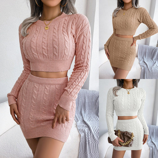 Women’s knit sweater and skirt set