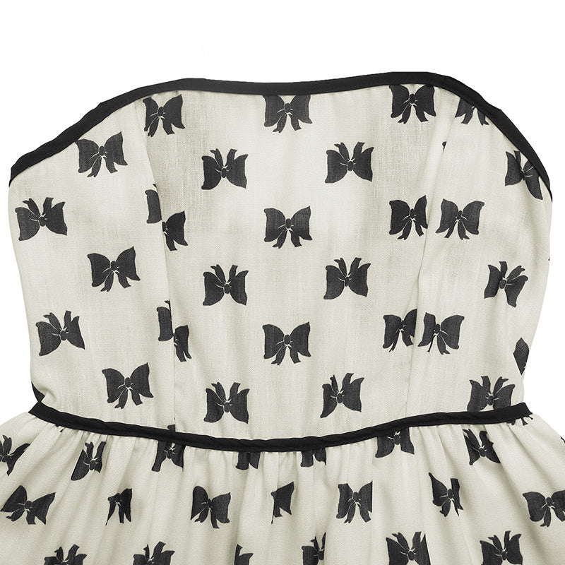 Shoulder Strap Bow Decoration With Bow Print Elegant Summer Dress