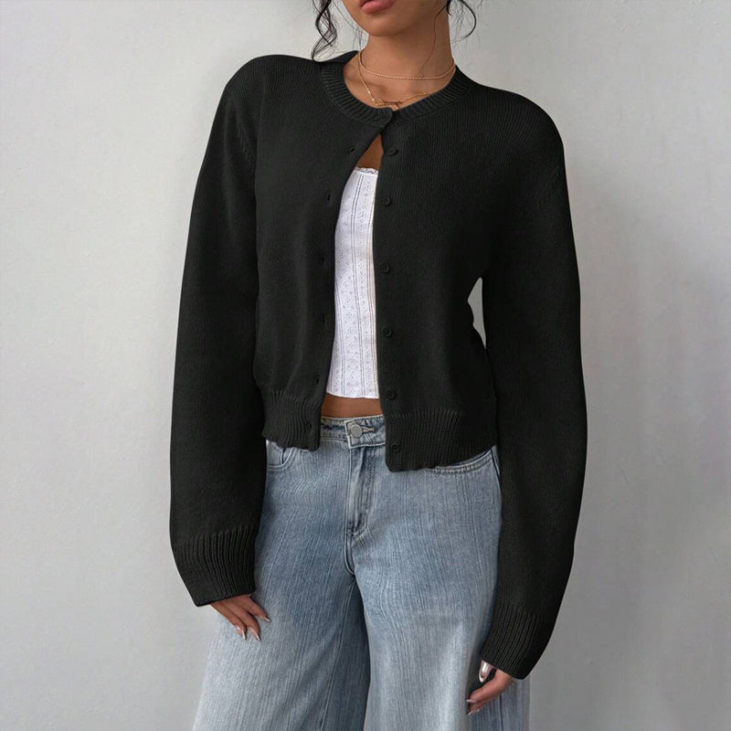 Light Ribbed Button-Up Cardigan