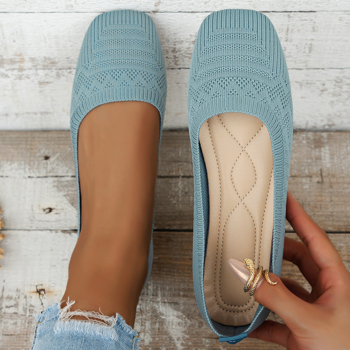 Women’s Knitted Slip-On Shoes | Plus Size Breathable Sneakers