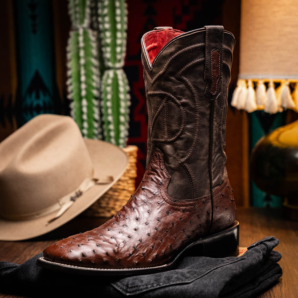 Alabama Kango Tabac ostrich skin cowboy boot, pre-order genuine leather Western footwear