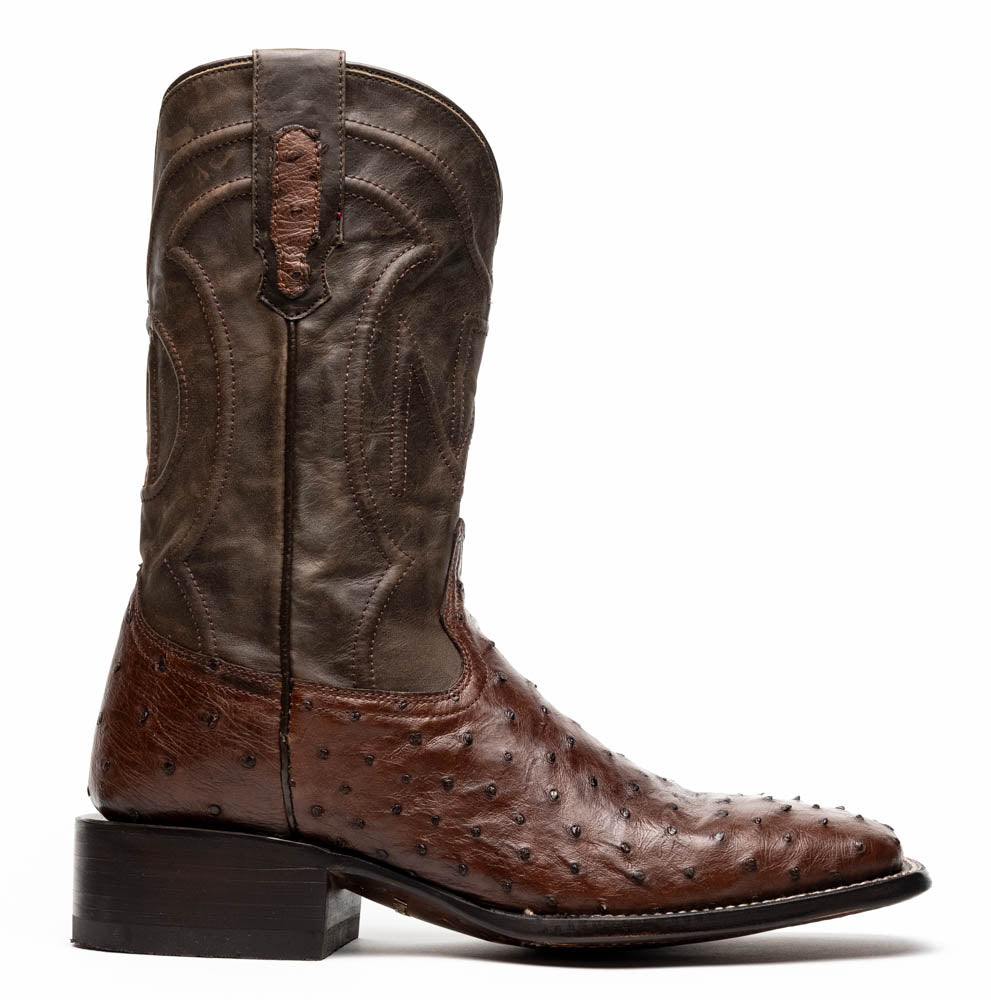Alabama Kango Tabac - Genuine Ostrich Skin Cowboy Boot with full-quill texture