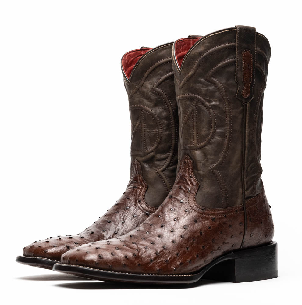Alabama Kango Tabac genuine ostrich skin cowboy boots from Western Collection, showcasing craftsmanship and Western style.