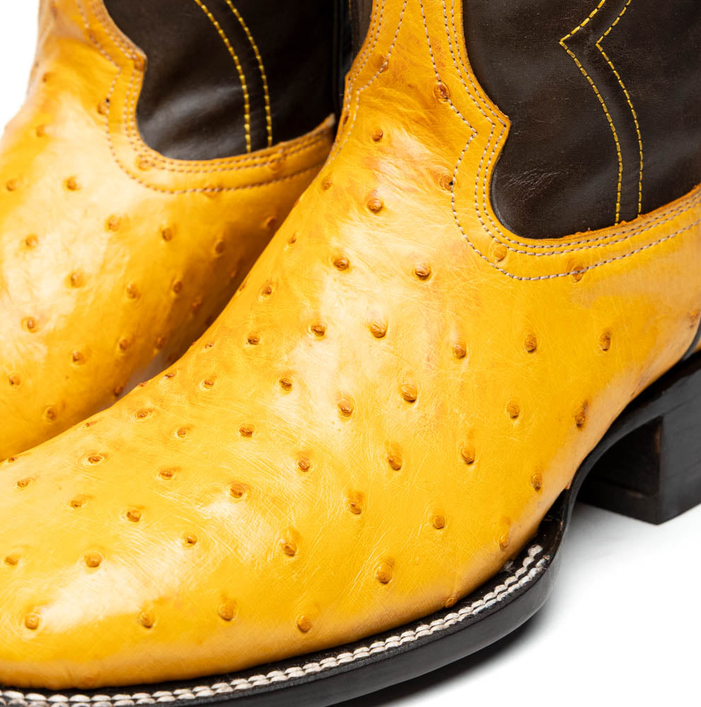 Alabama Buttercup genuine ostrich skin cowboy boot from Western Collection, showcasing intricate craftsmanship and style.