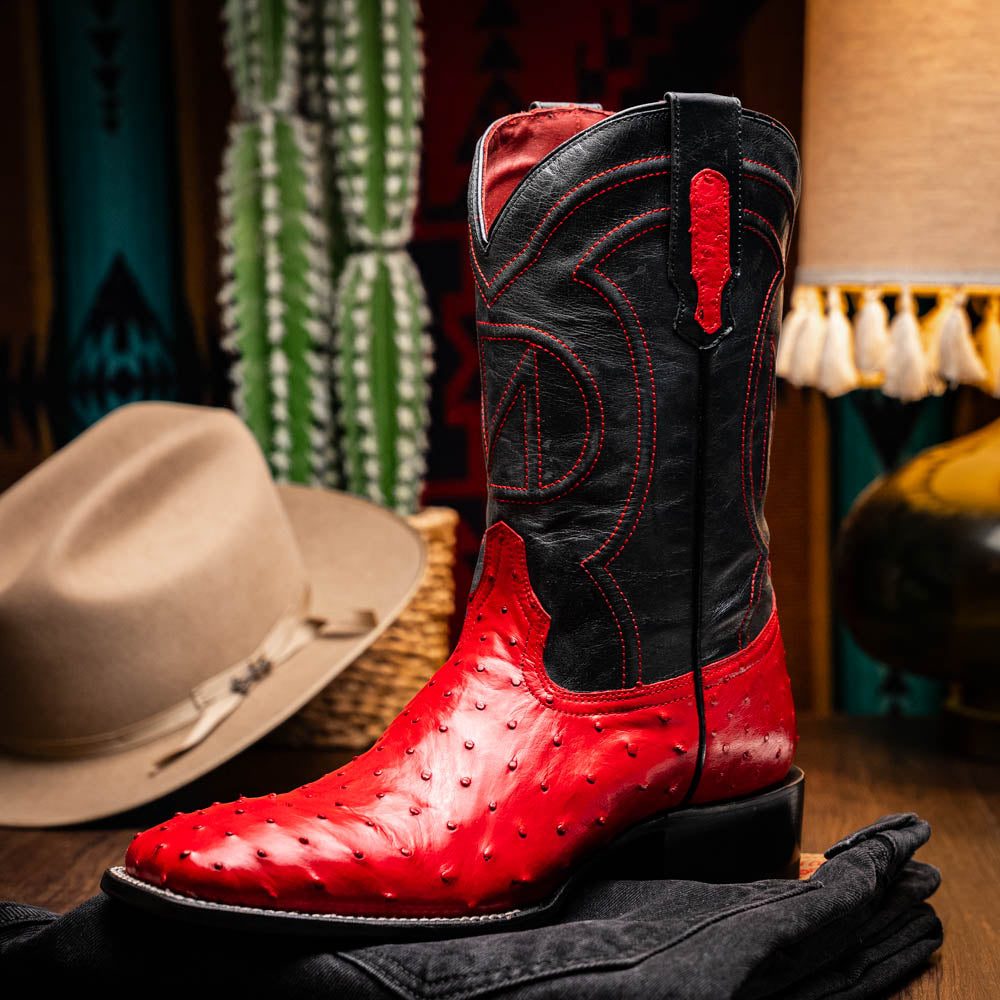 Alabama Red genuine ostrich skin cowboy boot from the Western Collection for pre-order.