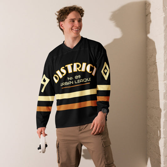 Men’s “District 09” Streetwear Hockey Jersey – Premium Recycled Polyester | Moisture-Wicking | Relaxed Fit