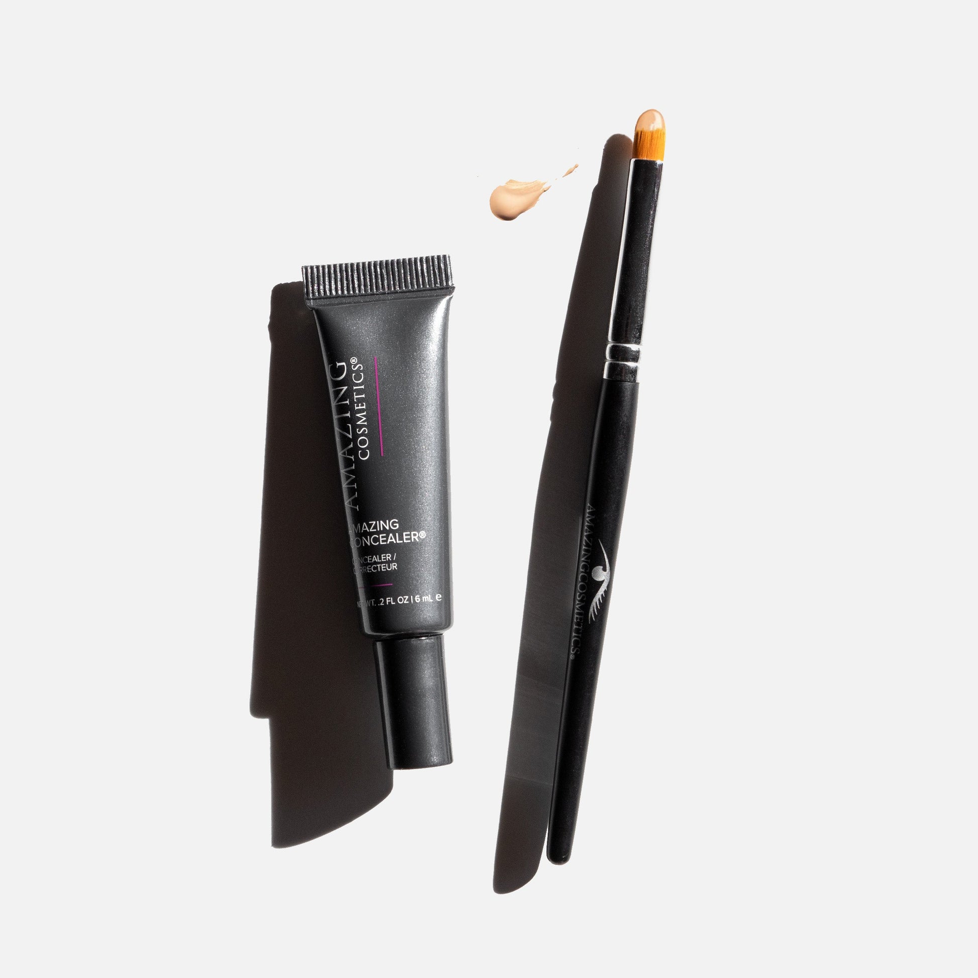 Concealer Brush next to concealer tube, showcasing precise makeup application for flawless coverage.