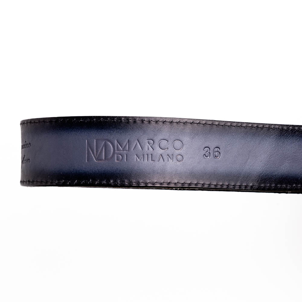 Arkansas Belt Antique Newspaper genuine python skin with Western style buckle.