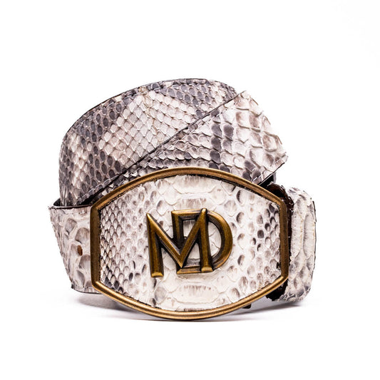 Arkansas Belt Natural - Genuine Python Skin Western Belt with Antique Brass Buckle