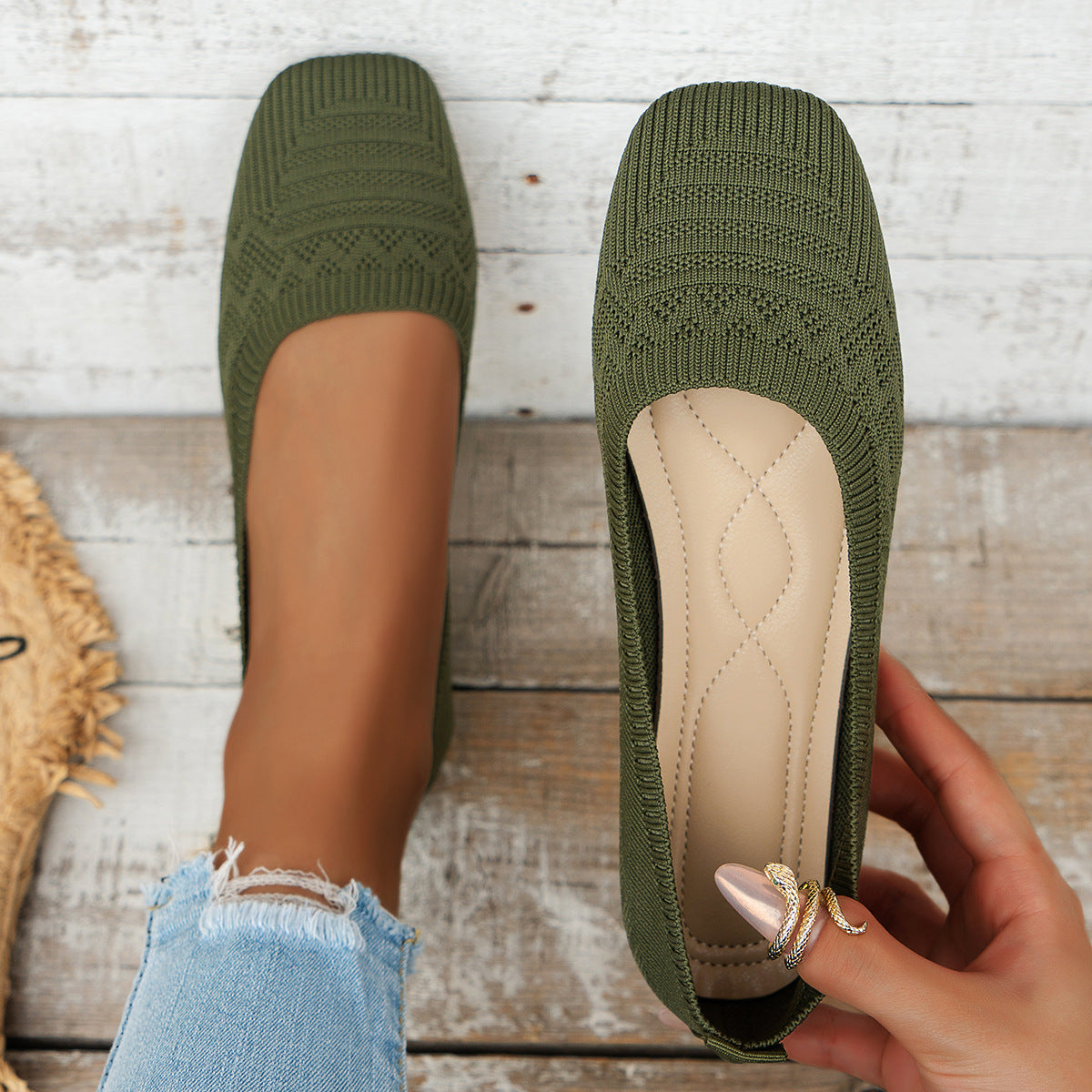Women’s Knitted Slip-On Shoes | Plus Size Breathable Sneakers