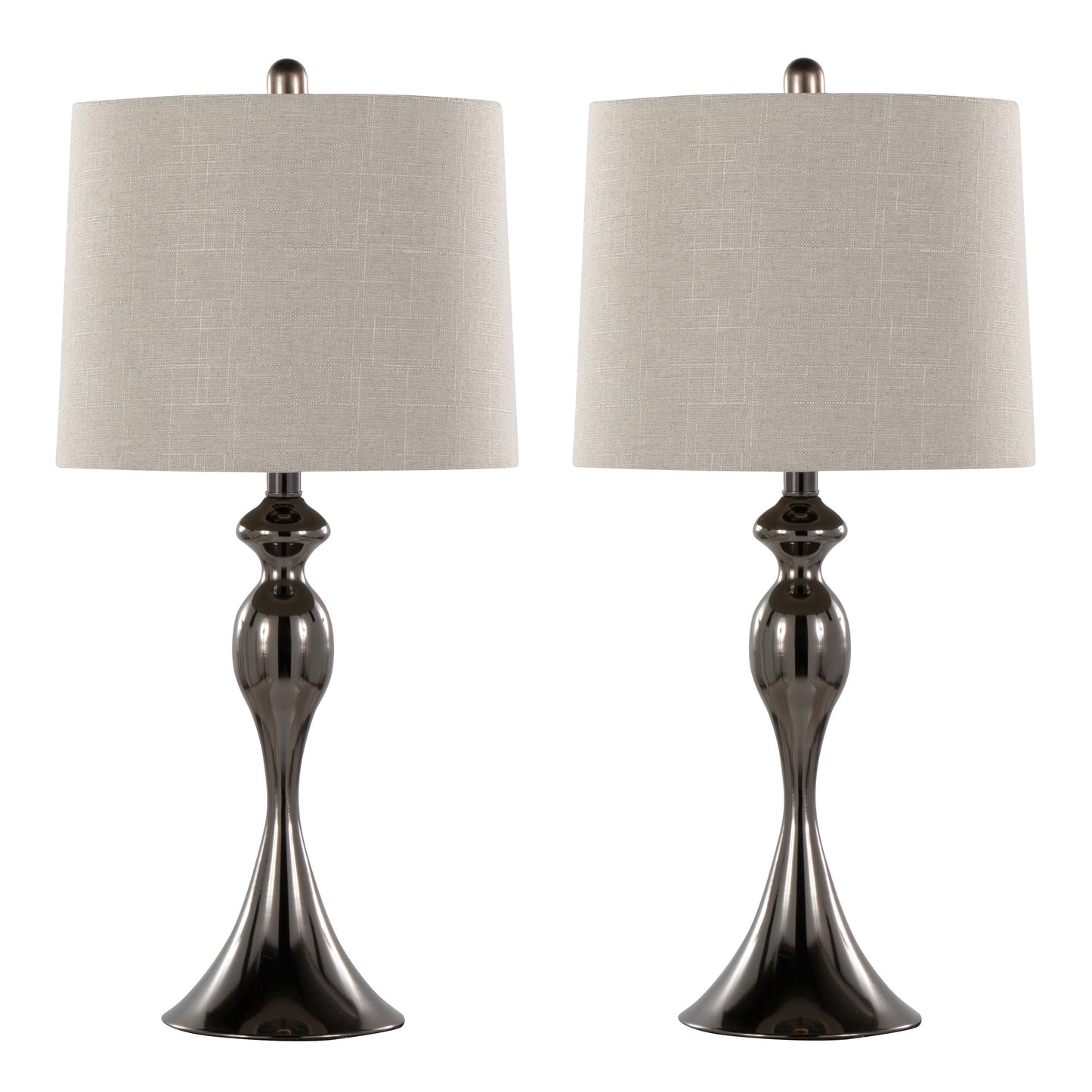Ashland 27' Contemporary Metal Table Lamp in Gun Metal with Light Grey Textured Slub Linen Shade from Grandview Gallery by LumiSource - Set of 2