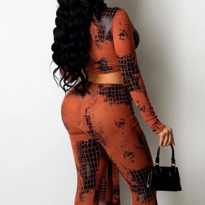 Ladies' Fashion Scale Printed Autumn Winter Pants Set