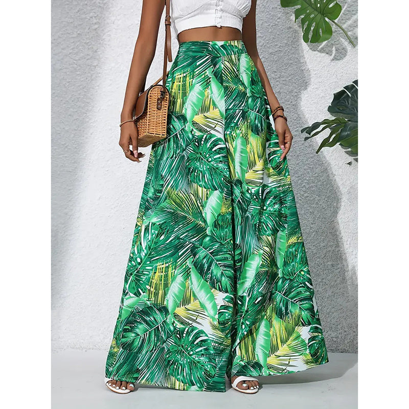 Women’s Printed High‑Waist Wide‑Leg Palazzo Pants