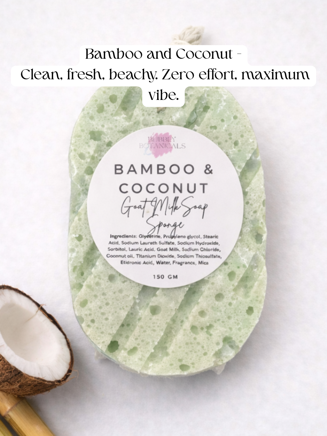 Goat Milk Soap Infused Sponge - Bamboo & Coconut Scented | Lasts up to 6 weeks