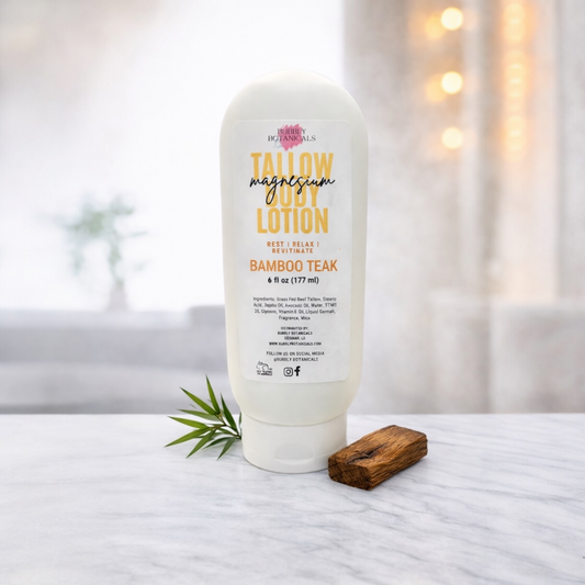 Magnesium Tallow Lotion Bamboo Teak | Spa Relaxation & Muscle Relief