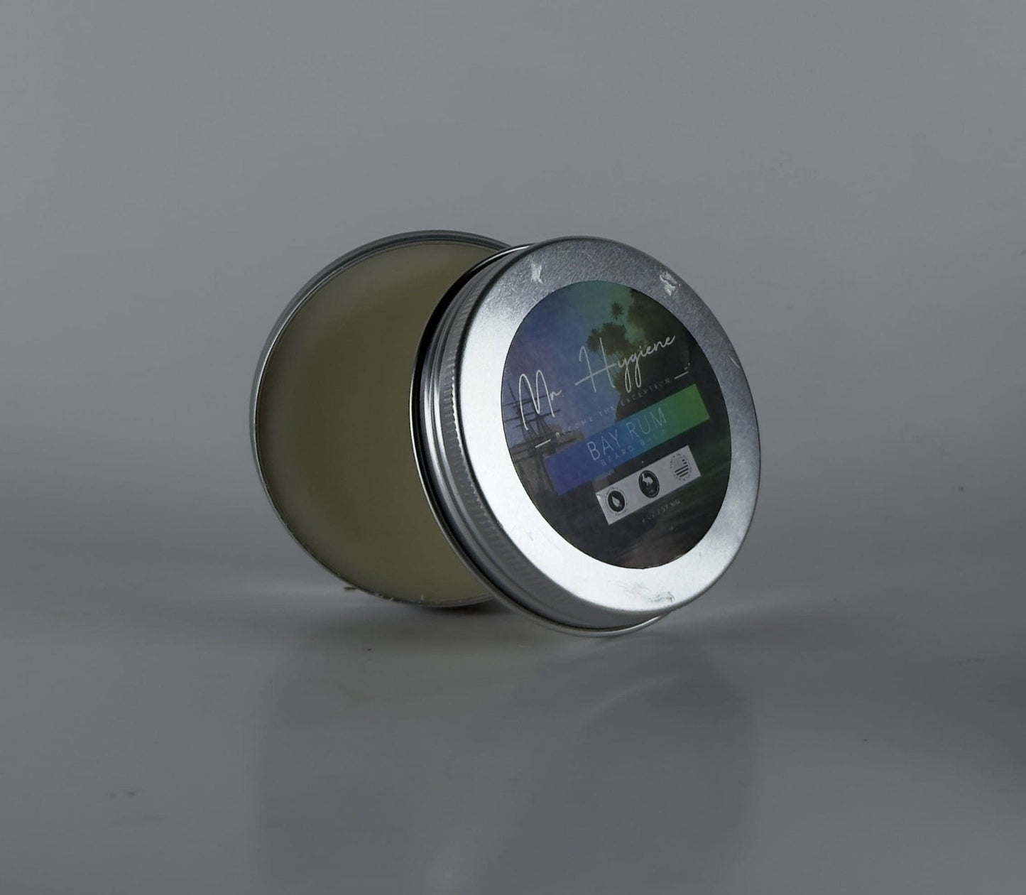 Bay Rum Beard Balm – Bold Scent & Daily Control, grooming product in tin, beard styling and conditioning balm, refreshing scent