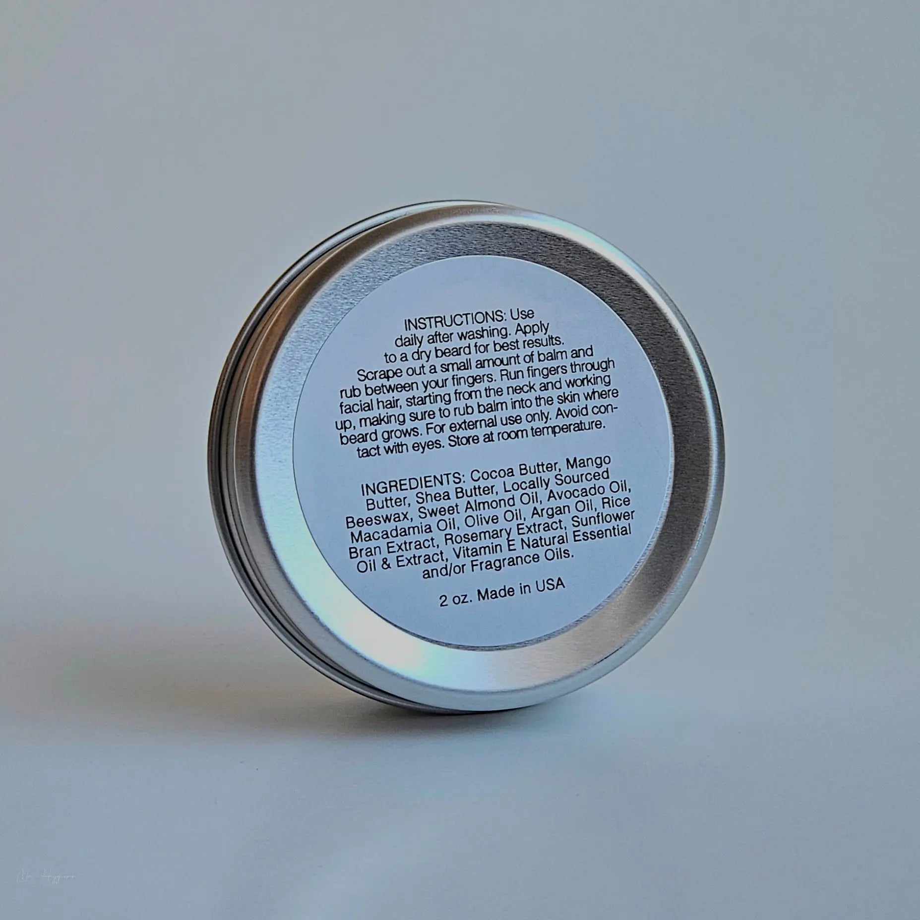Bay Rum Beard Balm – Bold Scent & Daily Control tin with ingredients label