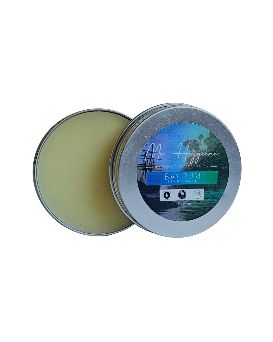 Bay Rum Beard Balm – Bold Scent & Daily Control in a metal tin, perfect for nourishing and styling your beard.