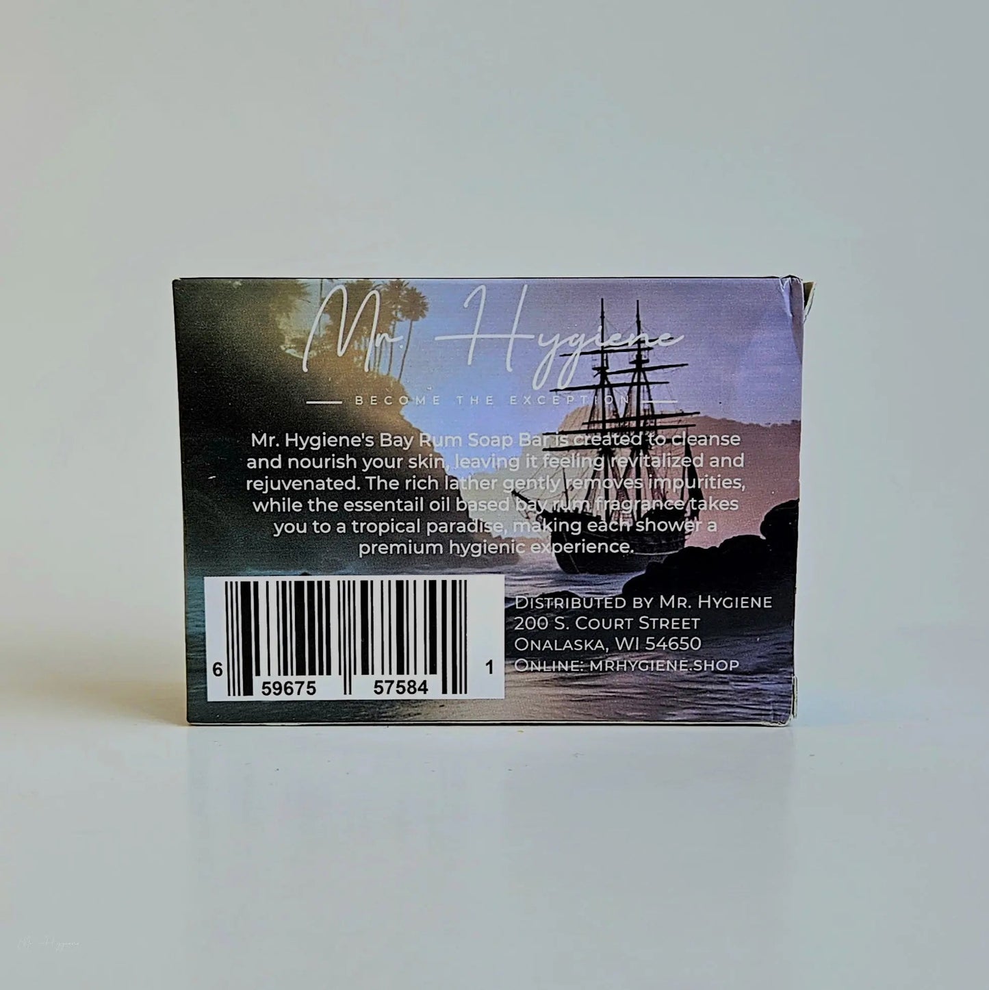 Bay Rum Mens Soap – Classic Scent, Modern Clean packaging with scenic design and product details.
