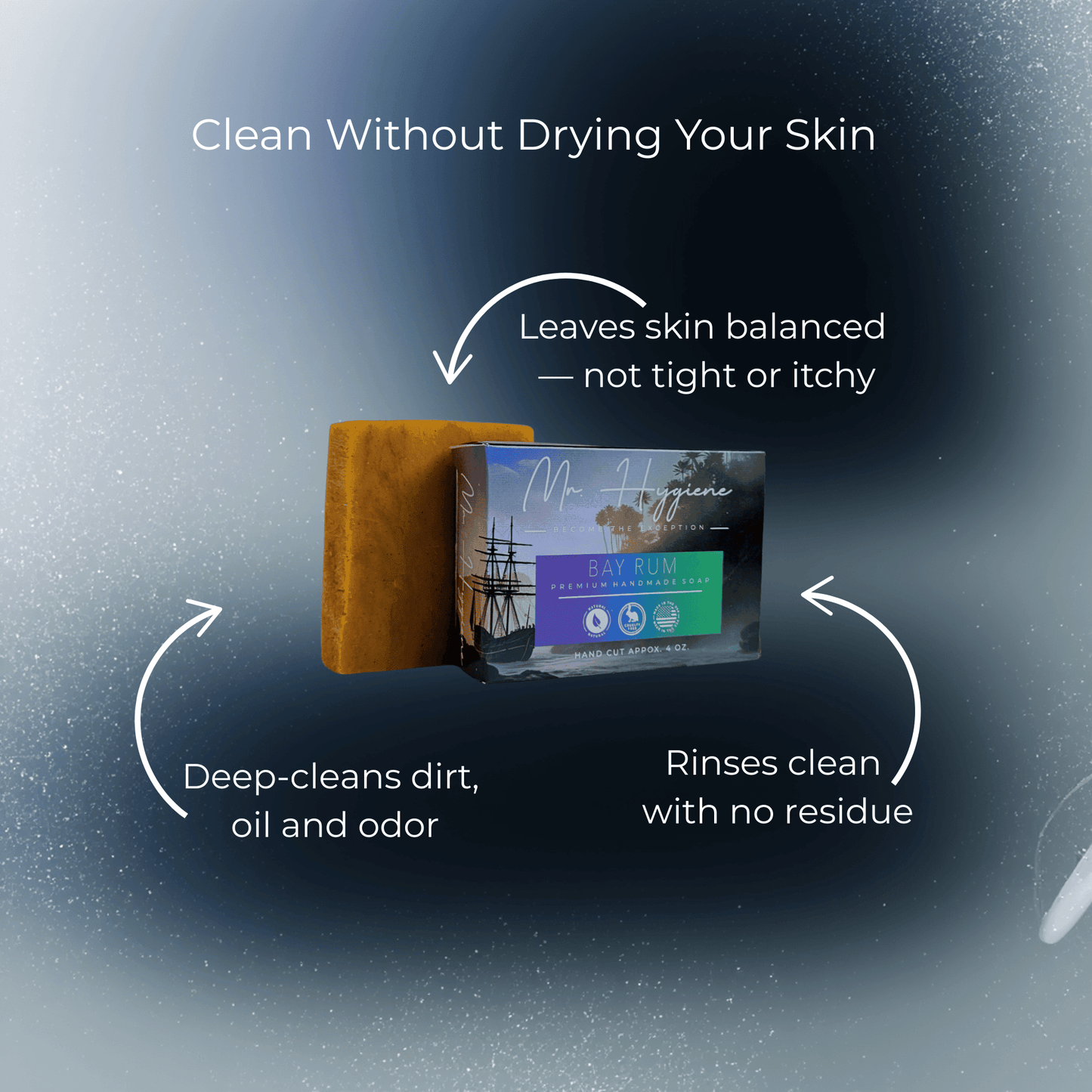 Bay Rum Mens Soap – Classic Scent, Modern Clean bar showing deep-cleaning and skin-balancing properties.