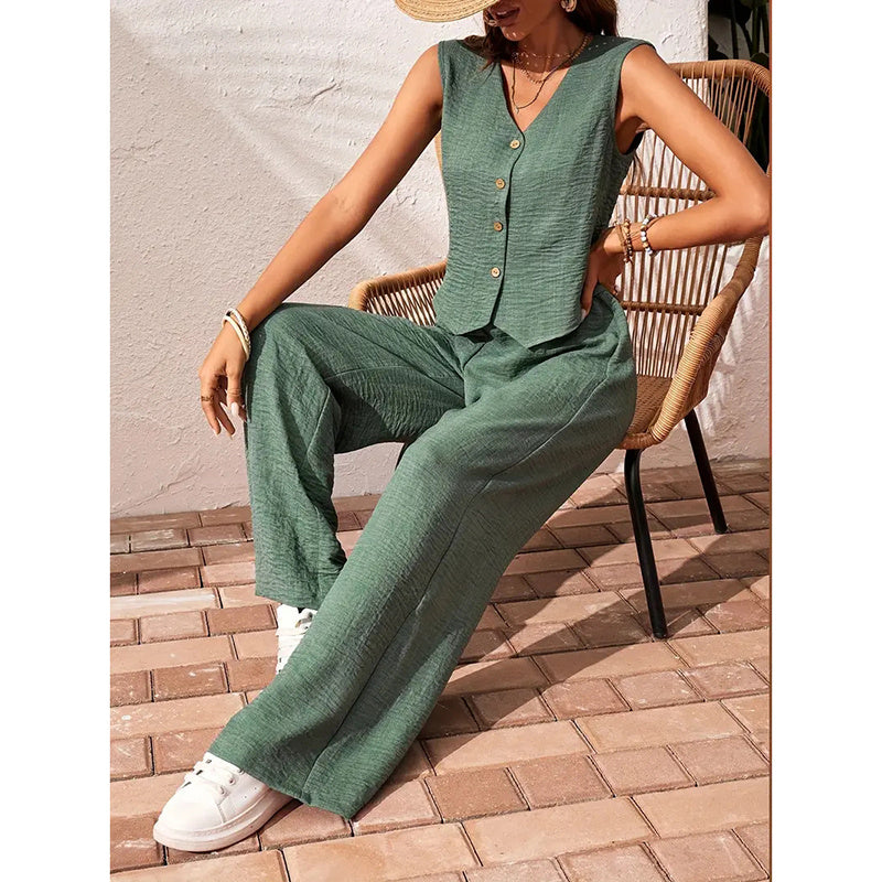 Women’s crop vest blazer wide leg pants set