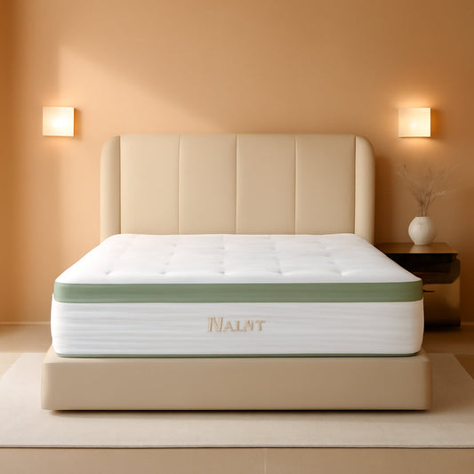 Queen 12 Inch Orthopedic Support Memory Foam Mattress on stylish upholstered bed frame