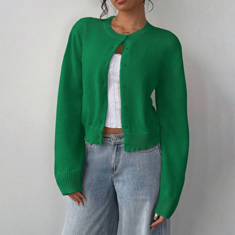 Light Ribbed Button-Up Cardigan