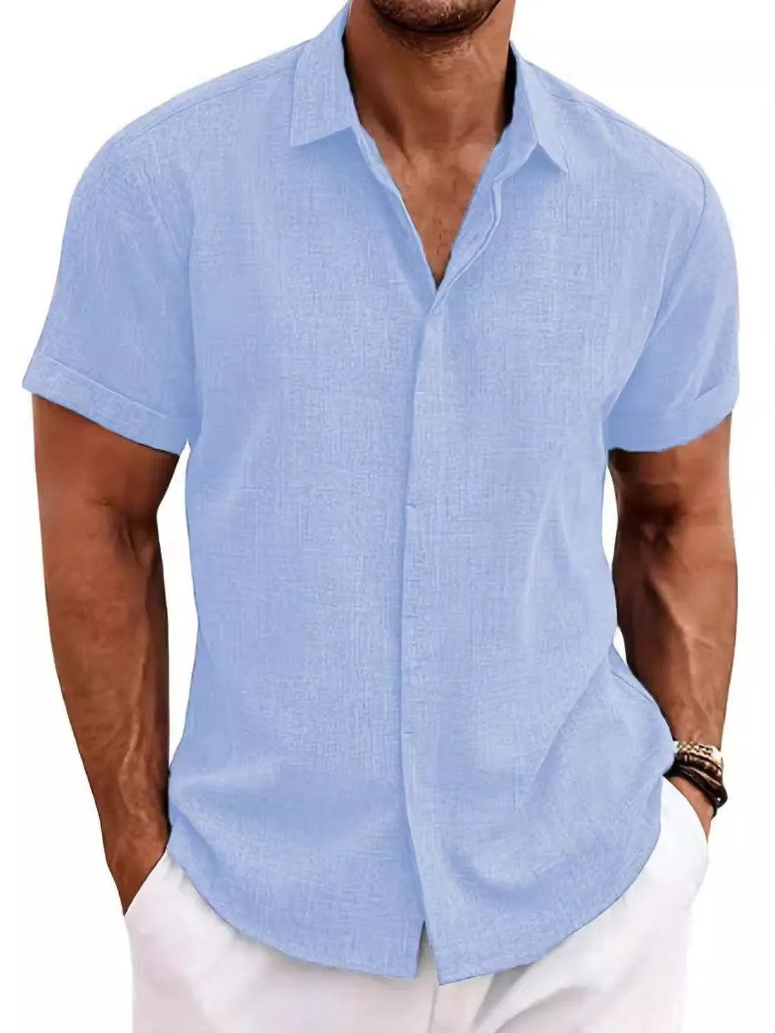 Collared Neck Short Sleeve Shirt Plus Size
