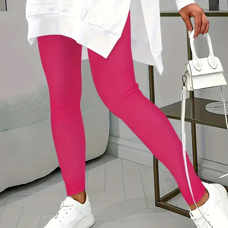 Casual 2-Piece Set Solid Color Leggings & Letter Print Hooded Sweatshirt