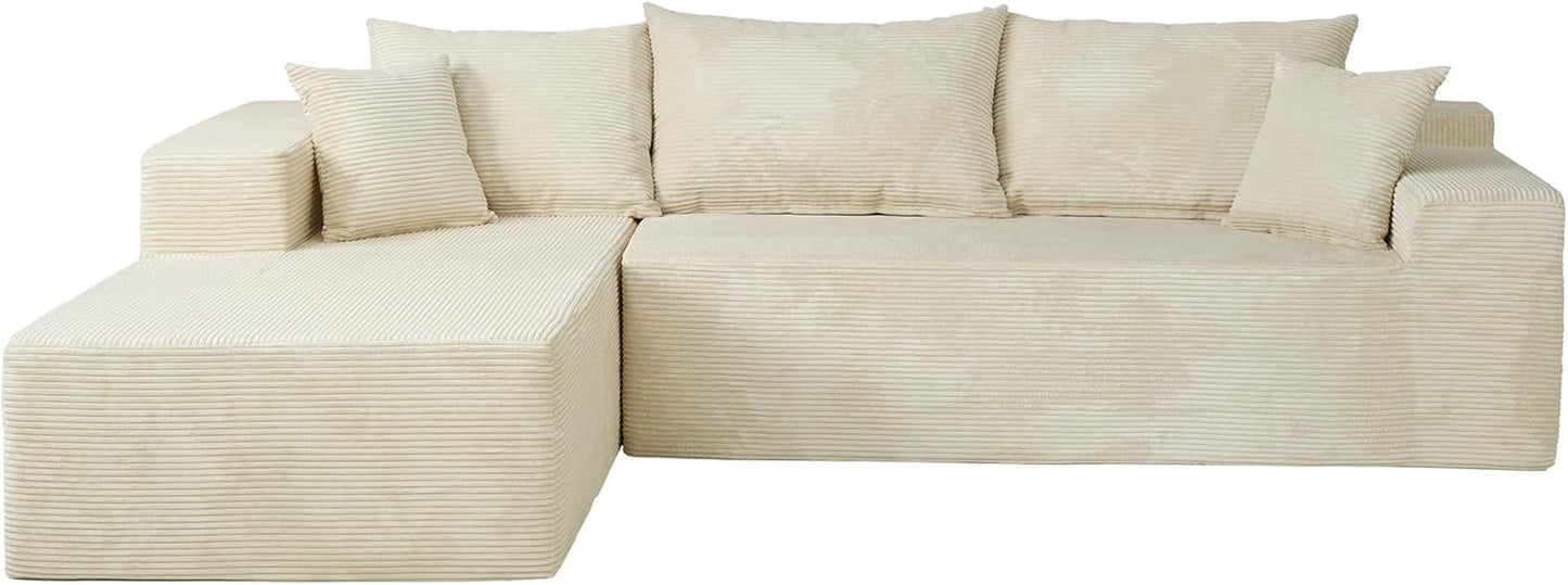 Beige L-Shape Modular Sectional Couch for Living Room with minimalist design and flexible configurations by SIMTONAL.