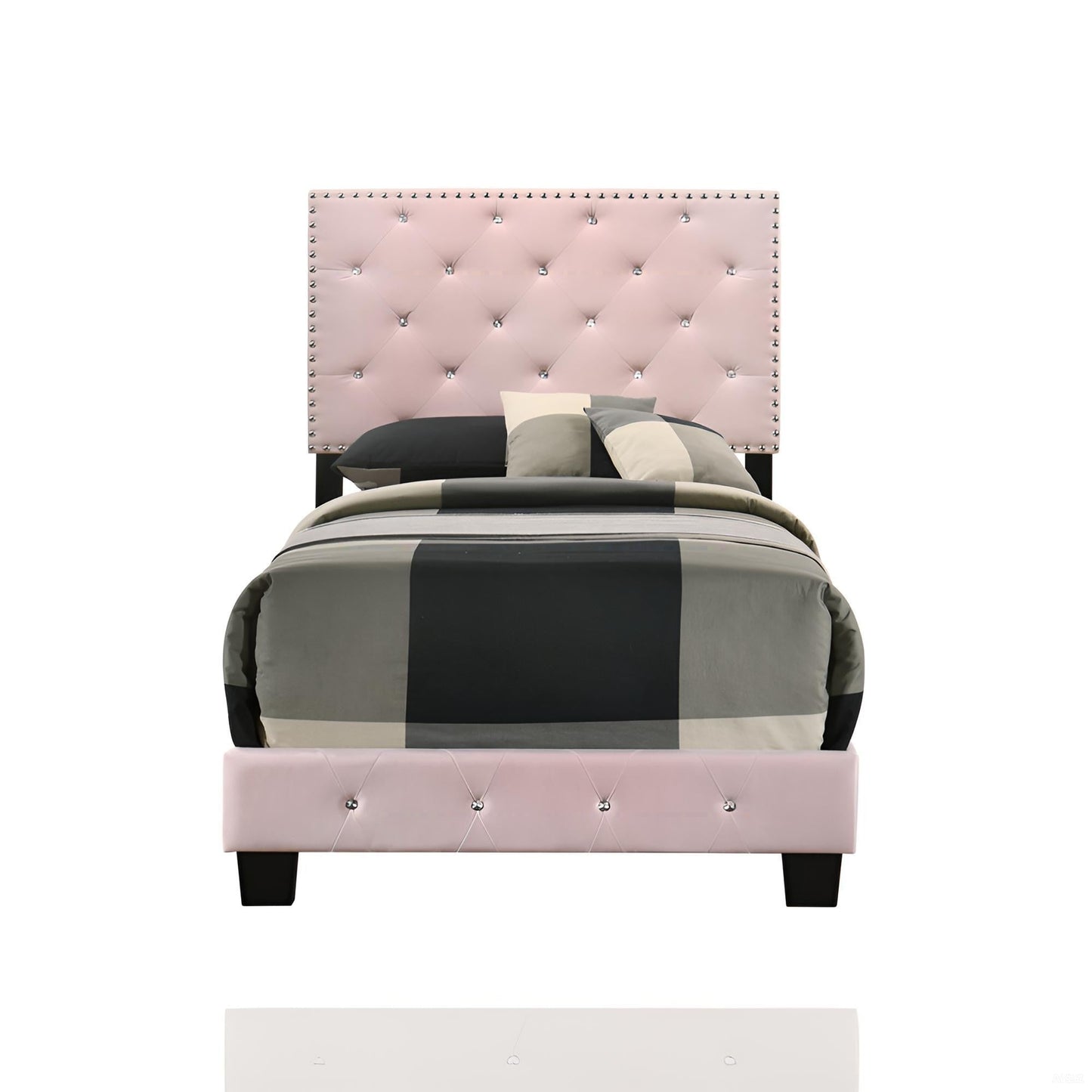 Charming Pink Velvet Twin Bed for Kids with Easy Setup and Durable Design