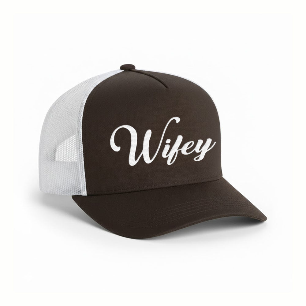 Embroidered Wifey Trucker Hat – Classic Mesh Cap for Wedding or Anniversary