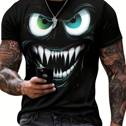 3D Evil Smile T-Shirt for Men – Streetwear Graphic Short Sleeve Tee
