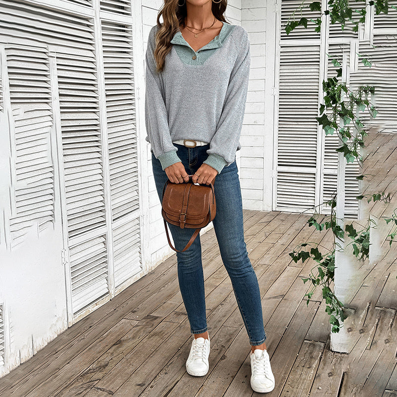 Women’s Color-Block V-Neck Pullover