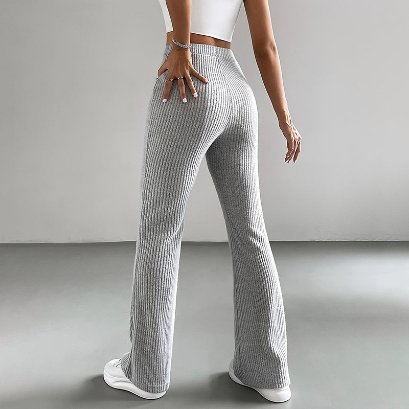 Solid Rib-Knit Pull-On Jogger Pants for Women