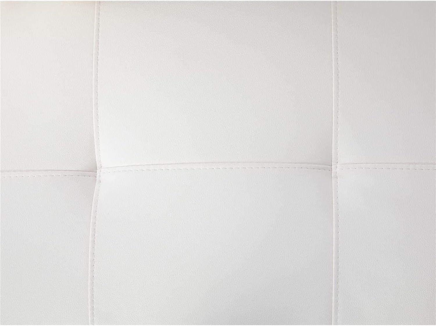 Close-up of the white faux leather material on a Sectional Sofa Faux Leather White L Shaped Couch Set, highlighting the texture and stitching.