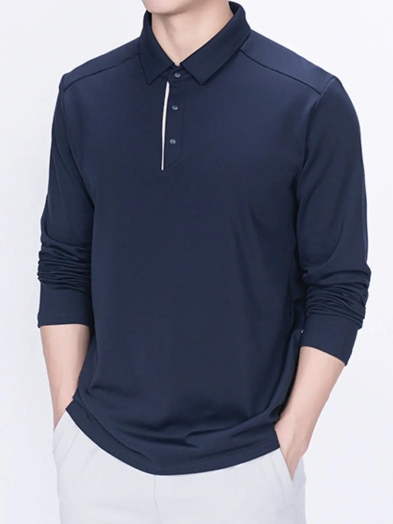 Collared Neck Long Sleeve Polo