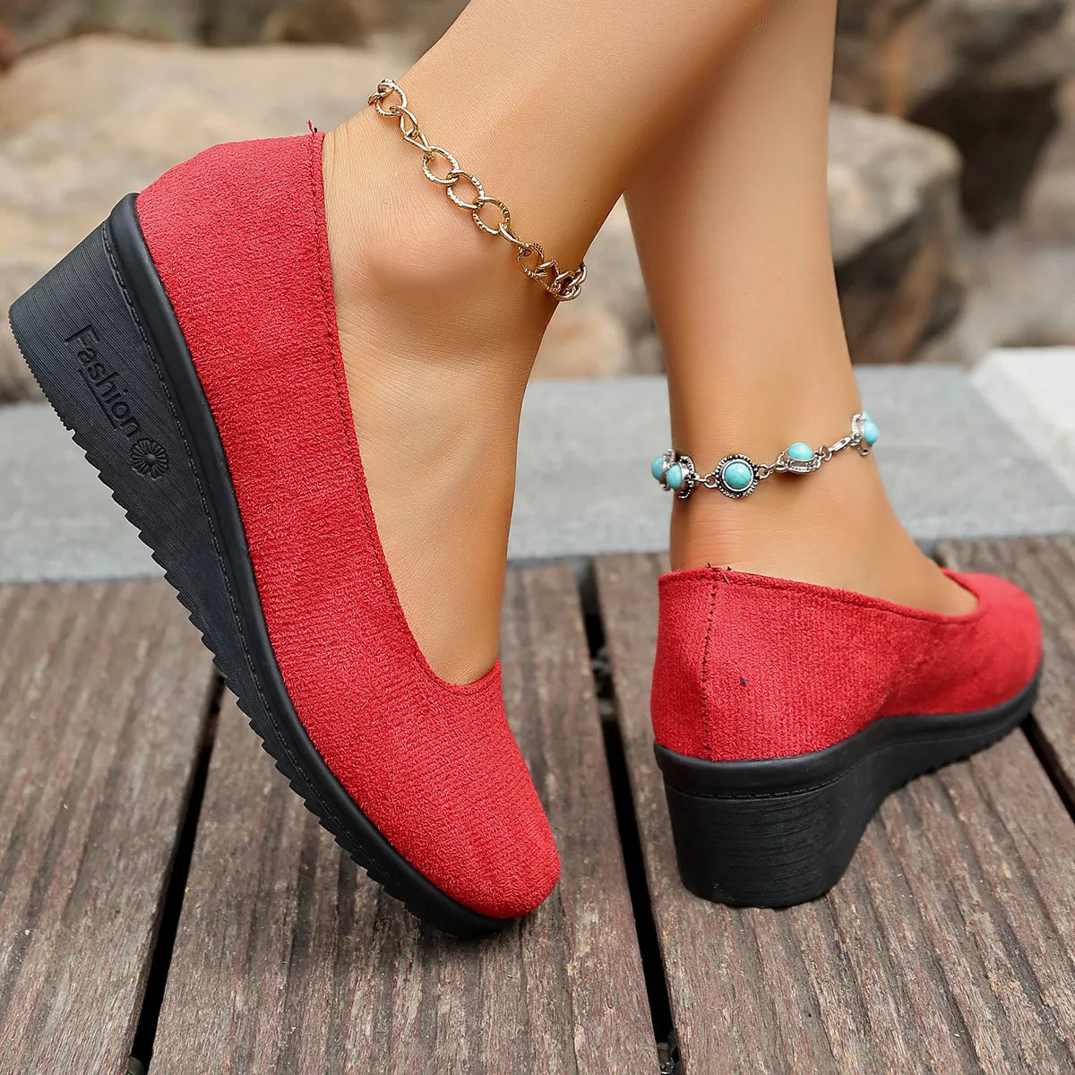 Wedge Heel Slip-On Loafers