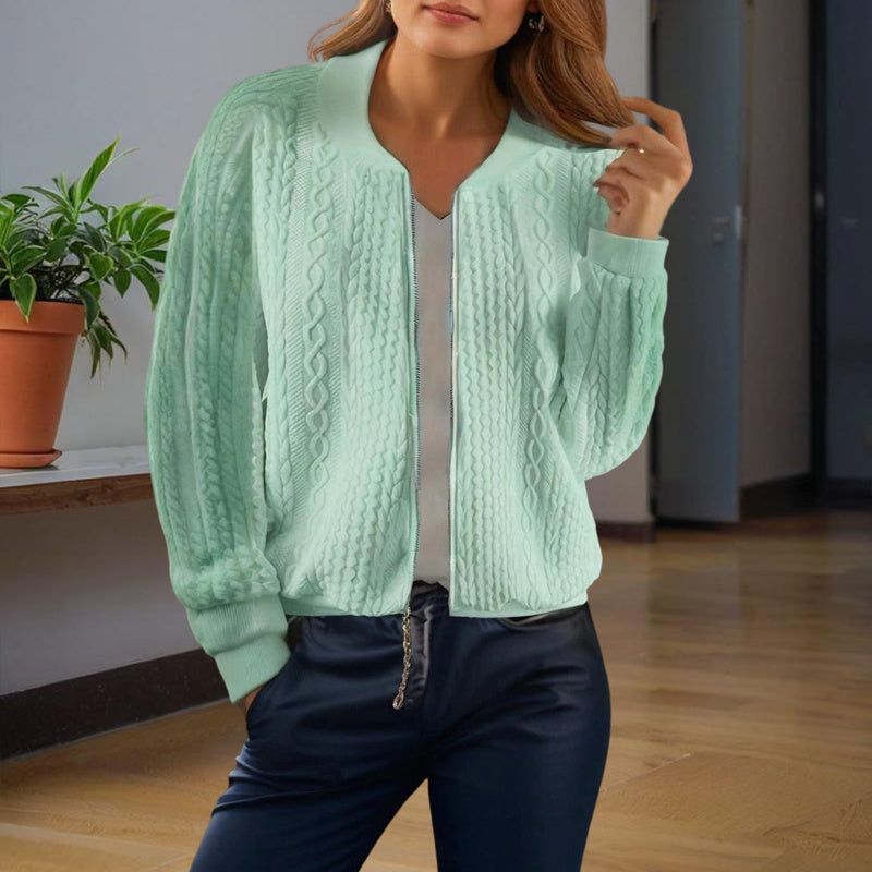 Women’s Jacquard Baseball-Collar Jacket