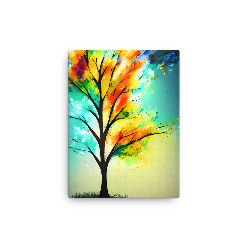 Magic Rainbow Tree Of Life canvas print with vibrant multicolor tree, oil painting texture, home or office decor