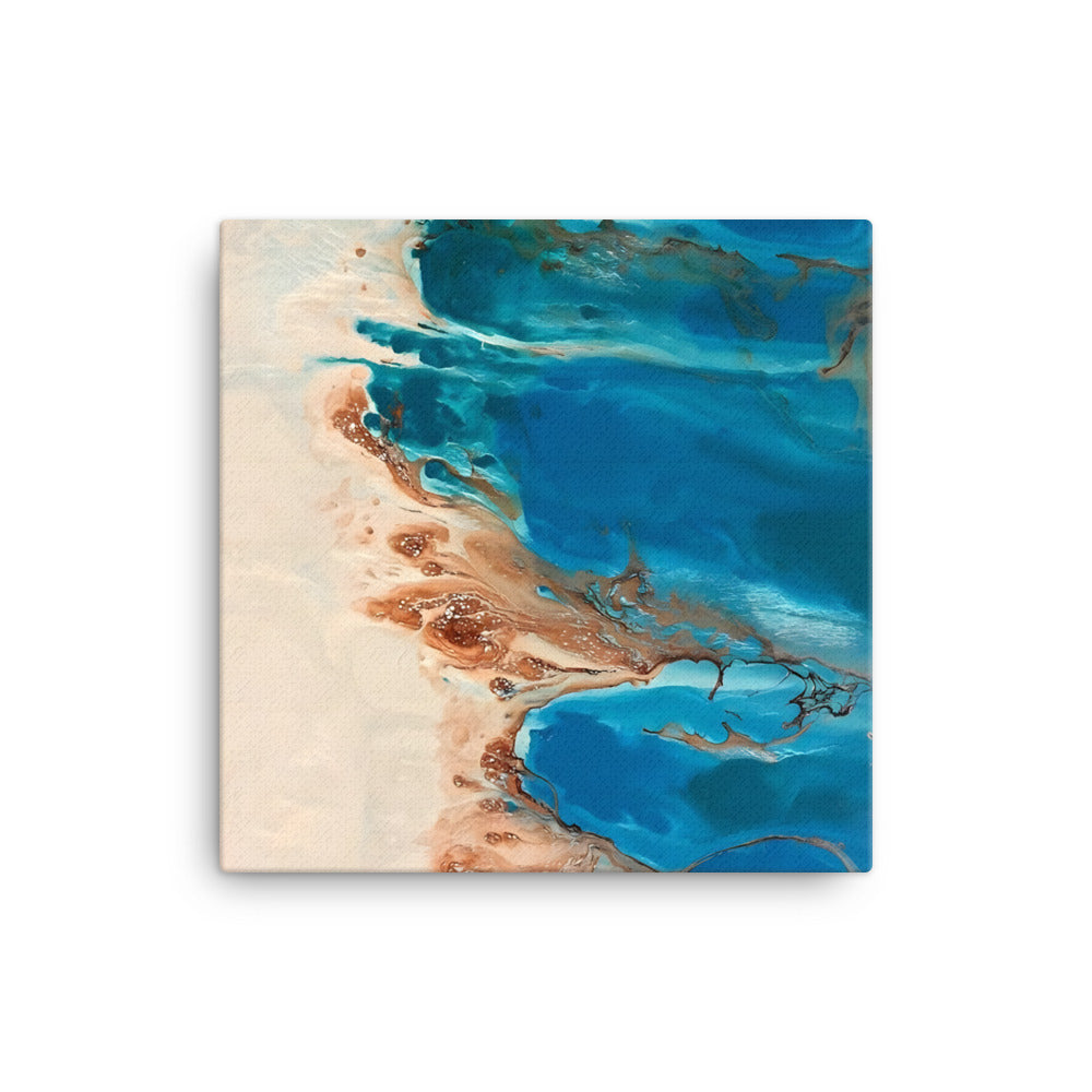 Los Roques Archipelago canvas print featuring blue waters and serene beauty in oil painting style