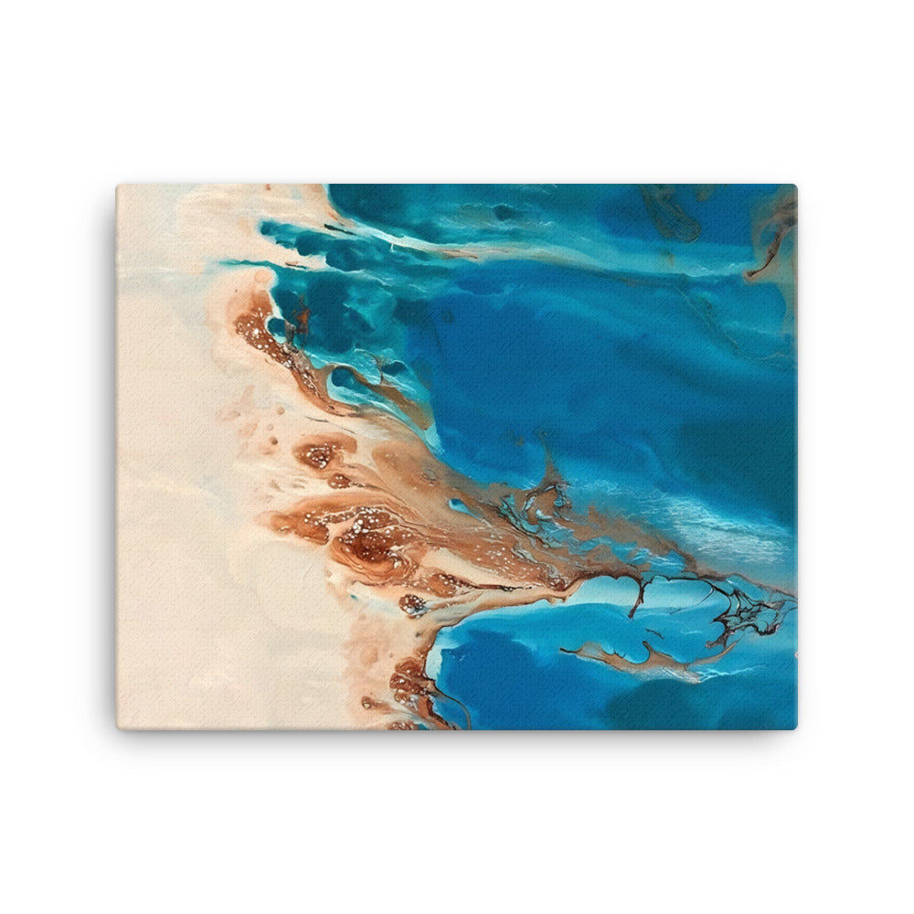 Canvas print of Los Roques Archipelago's crystal blue waters with serene and tranquil atmosphere for home decor.