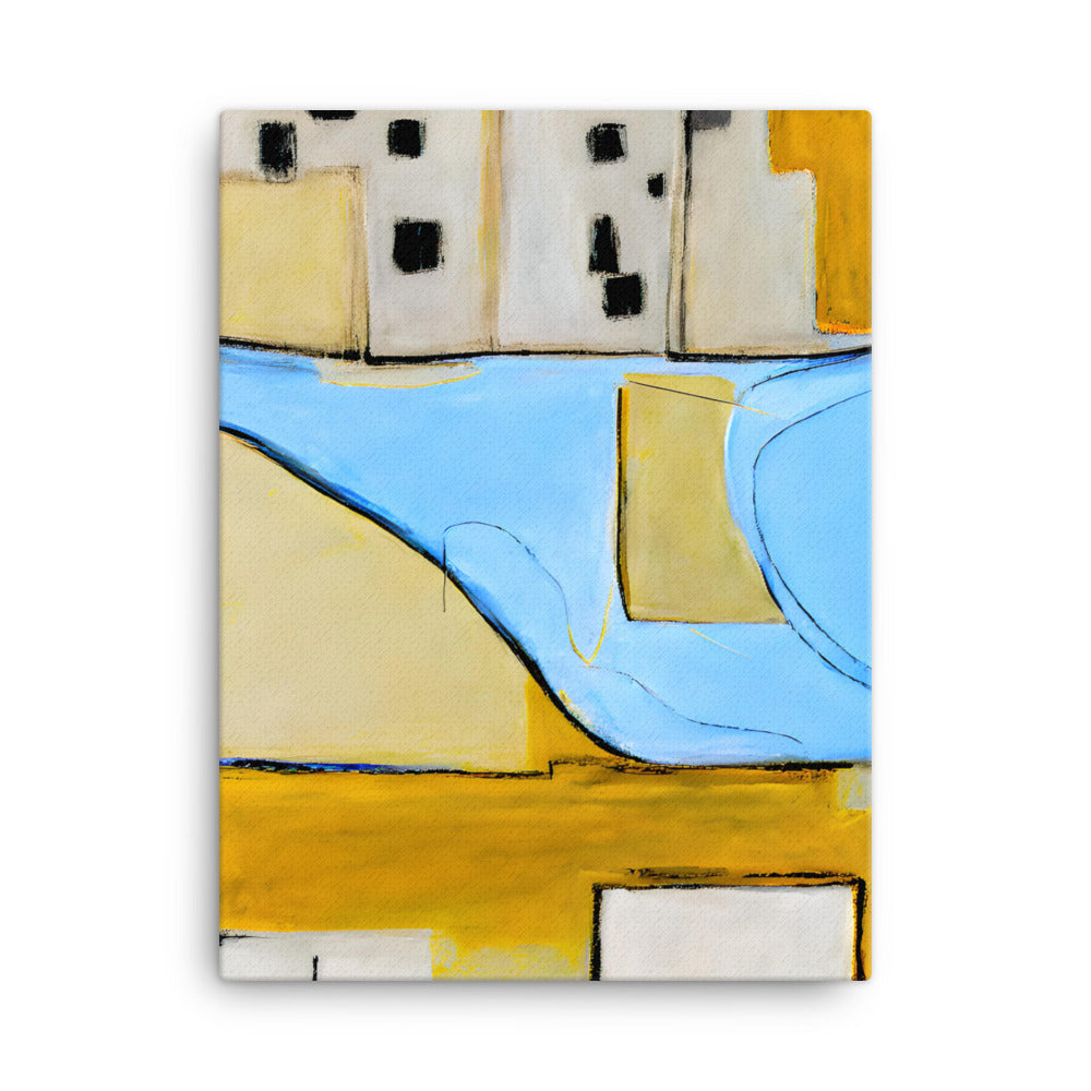 "Chromatic Symphony I canvas print featuring whimsical imperfect lines and bold black accents, perfect for vibrant home decor."