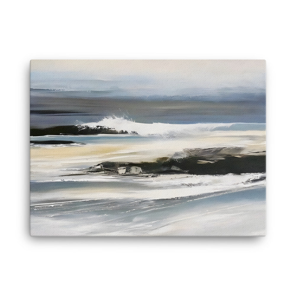 Canvas print of Ocean Waves Crashing on Rocks, showcasing the sea's power and beauty with vivid colors, ideal for coastal decor.